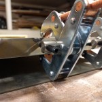 Closeup of the edge clamp in use